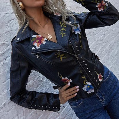 Ella Floral Leather Jacket